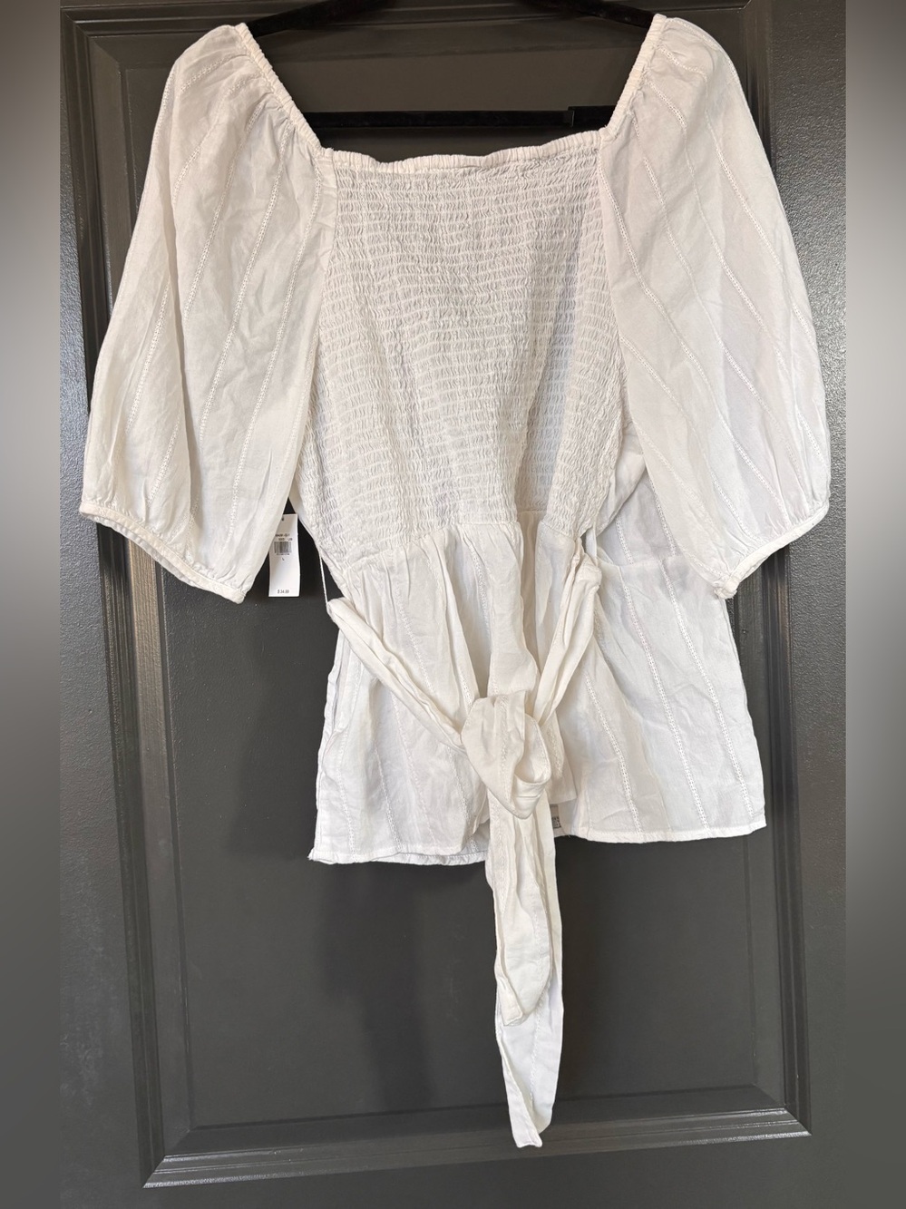 Old Navy Cream Wrap Peasant Blouse - Picture 2 of 5